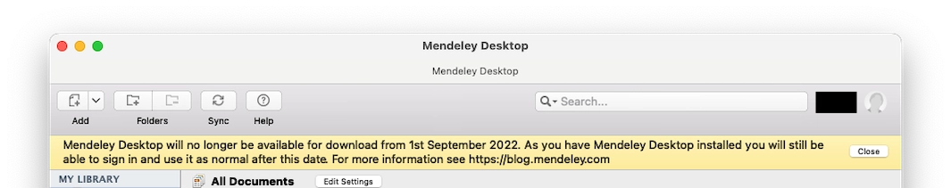 Mendeley終了のお知らせ